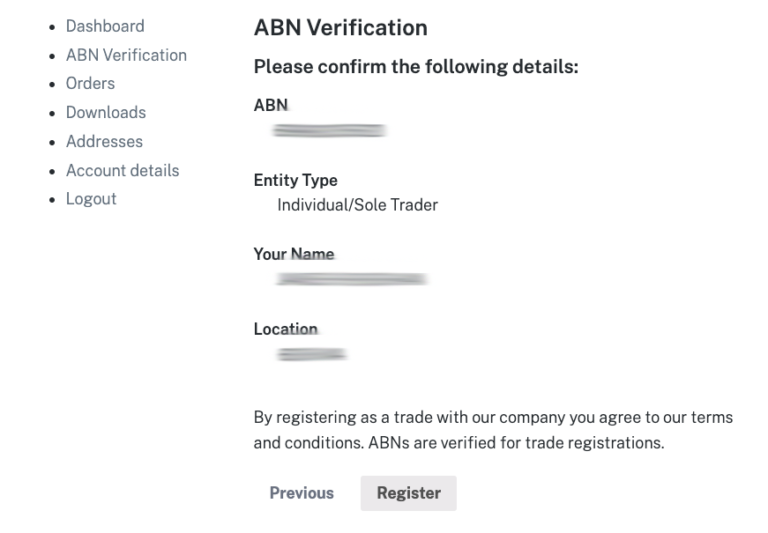 Verify ABN account details